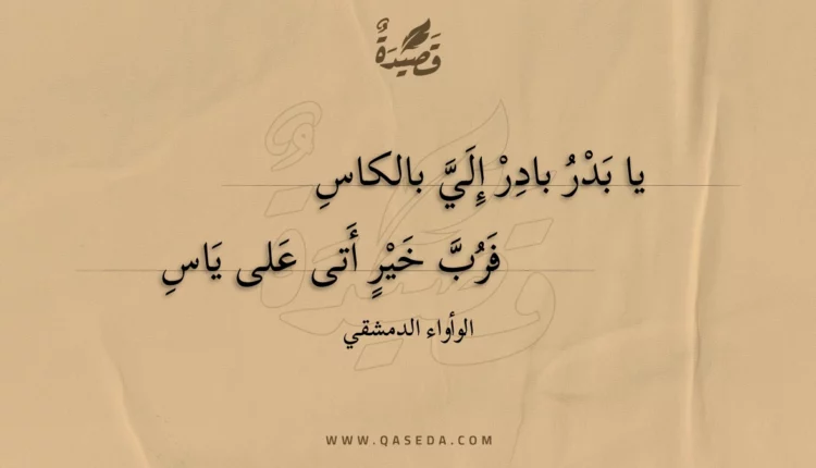 قصيدة يا بدر بادر إلي بالكاس