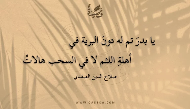 قصيدة يا بدر تم له دون البرية في