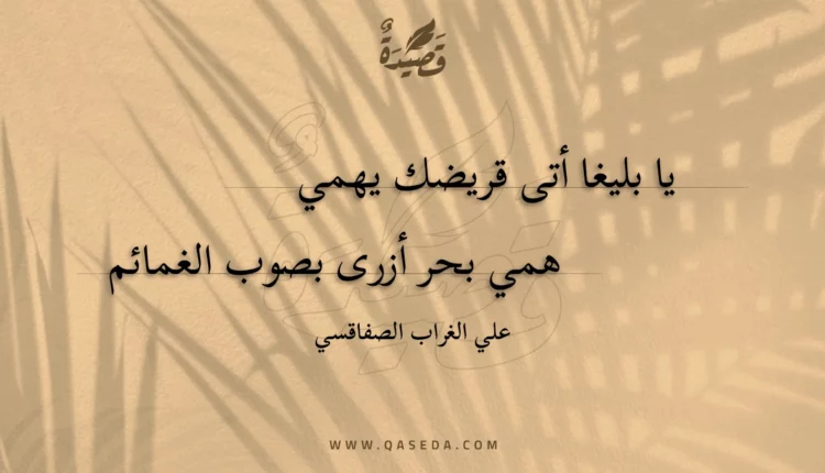قصيدة يا بليغا أتى قريضك يهمي
