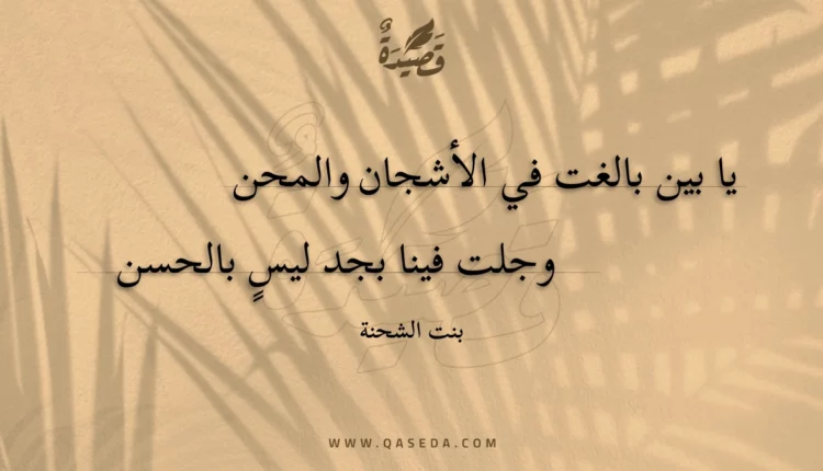 قصيدة يا بين بالغت في الأشجان والمحن