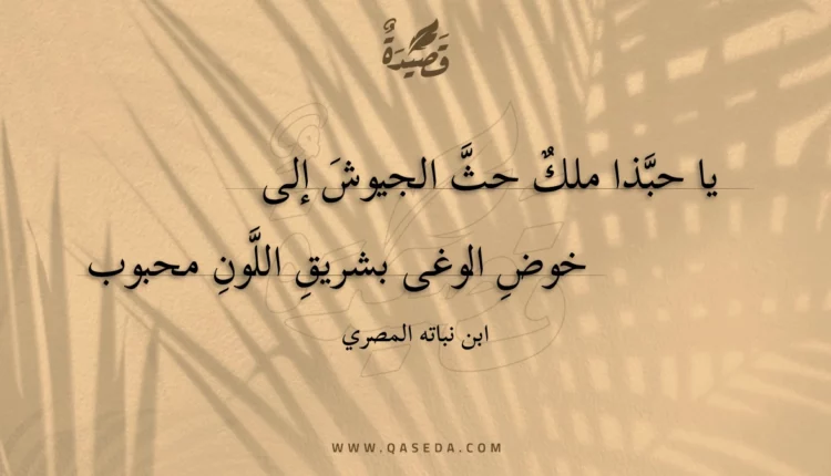 قصيدة يا حبذا ملك حث الجيوش إلى