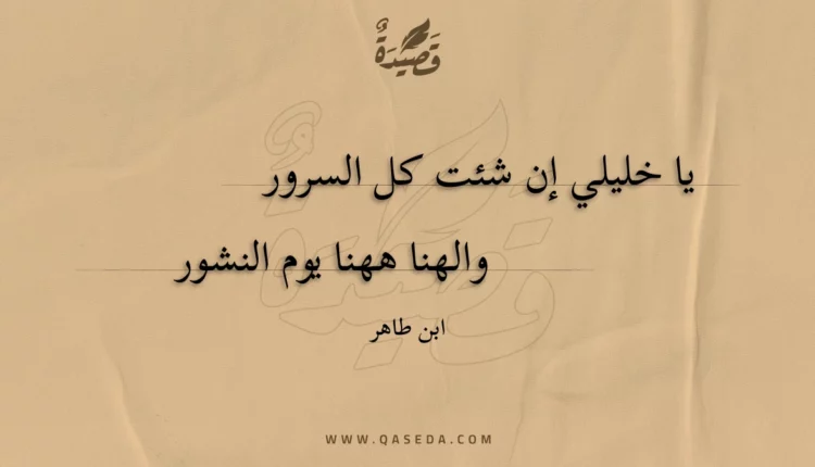 قصيدة يا خليلي إن شئت كل السرور