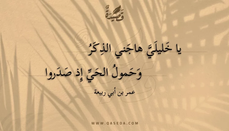 قصيدة يا خليلي هاجني الذكر