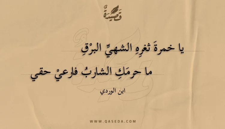 قصيدة يا خمرة ثغره الشهي البرق