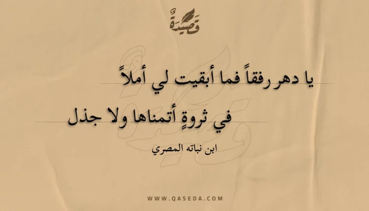 قصيدة يا دهر رفقا فما أبقيت لي أملا