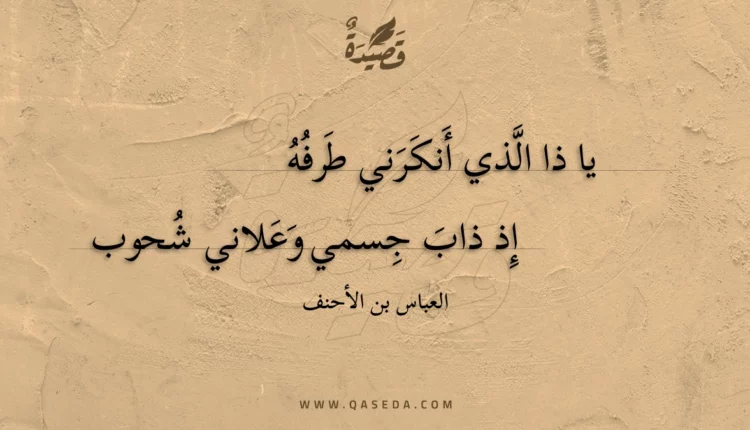 قصيدة يا ذا الذي أنكرني طرفه