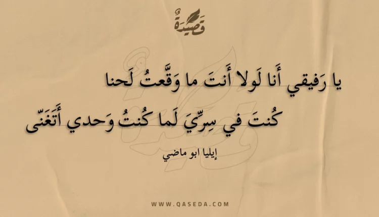 قصيدة يا رفيقي أنا لولا أنت ما وقعت لحنا