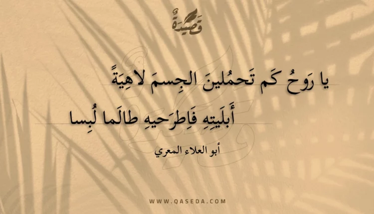 قصيدة يا روح كم تحملين الجسم لاهية