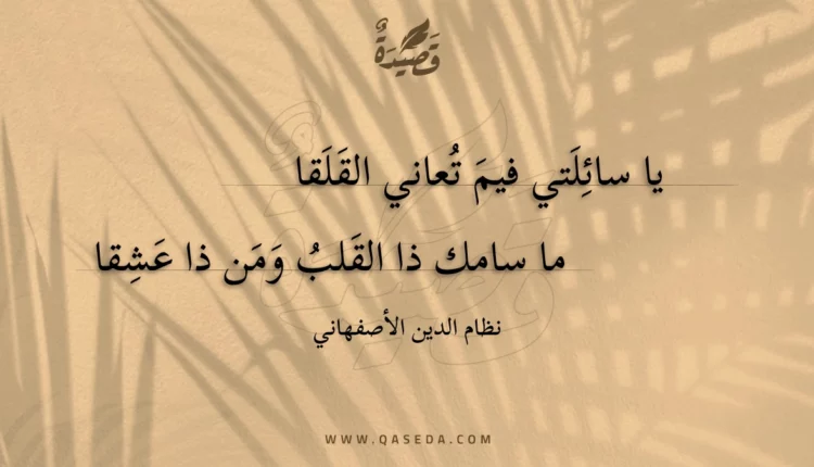 قصيدة يا سائلتي فيم تعاني القلقا
