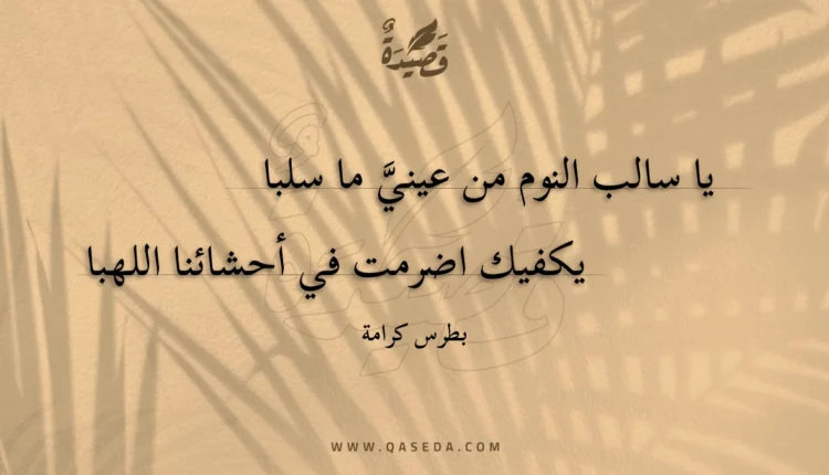 قصيدة يا سالب النوم من عيني ما سلبا