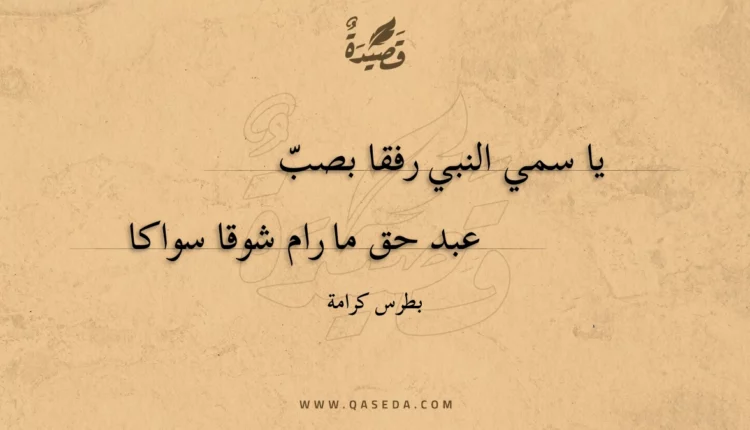 قصيدة يا سمي النبي رفقا بصب
