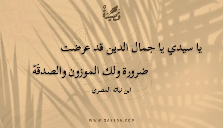 قصيدة يا سيدي يا جمال الدين قد عرضت