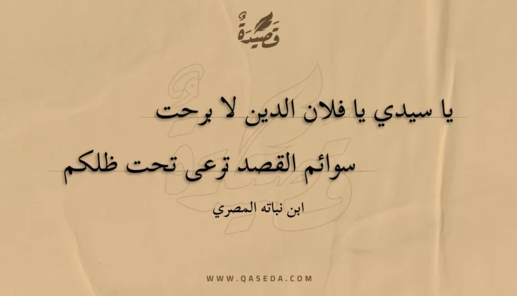 قصيدة يا سيدي يا فلان الدين لا برحت