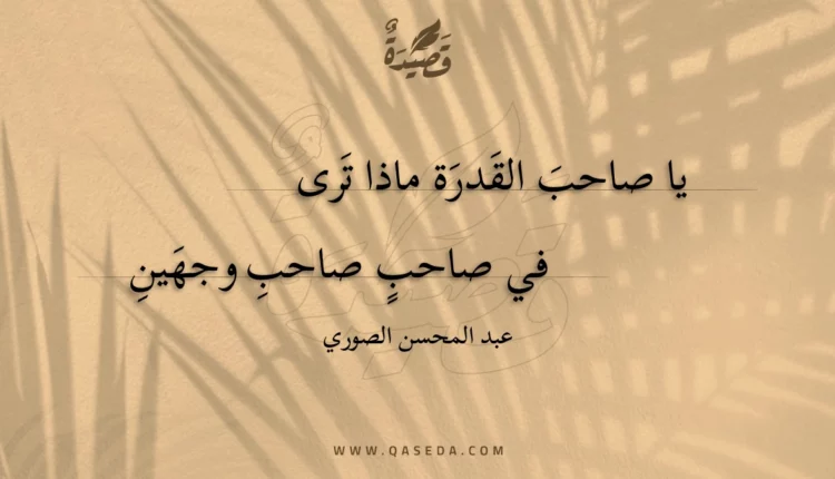 قصيدة يا صاحب القدرة ماذا ترى