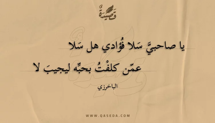 قصيدة يا صاحبي سلا فؤادي هل سلا