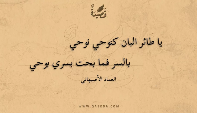 قصيدة يا طائر البان كنوحي نوحي