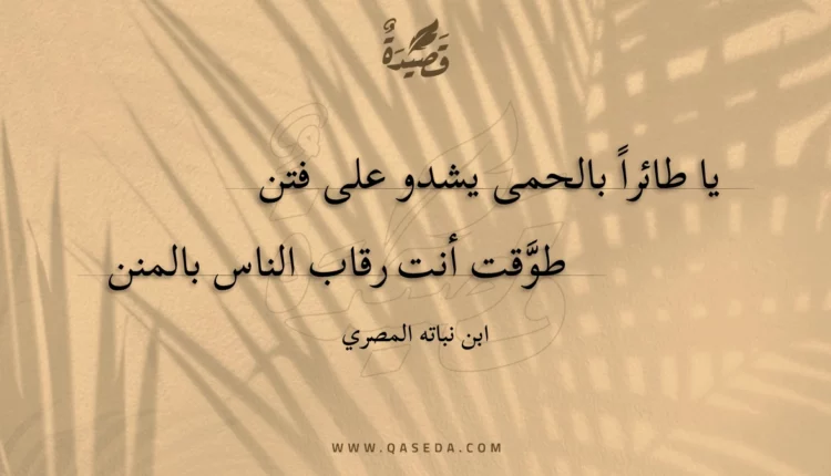 قصيدة يا طائرا بالحمى يشدو على فتن