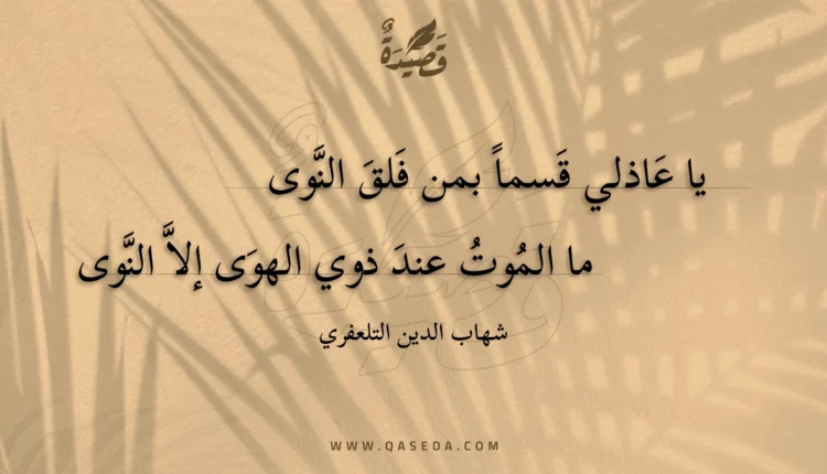 قصيدة يا عاذلي قسما بمن فلق النوى