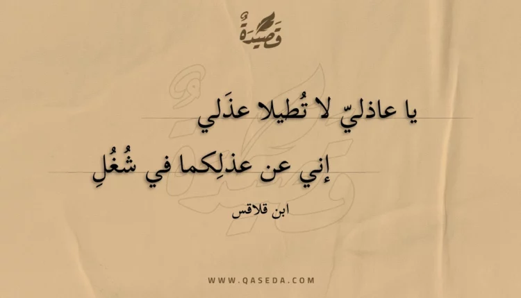 قصيدة يا عاذلي لا تطيلا عذلي