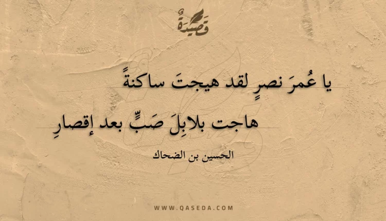 قصيدة يا عمر نصر لقد هيجت ساكنة