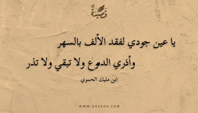 قصيدة يا عين جودي لفقد الألف بالسهر