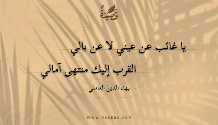 قصيدة يا غائب عن عيني لا عن بالي
