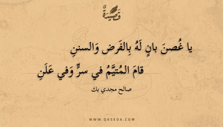 قصيدة يا غصن بان له بالفرض والسنن
