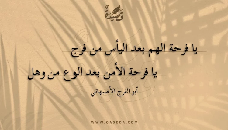قصيدة يا فرحة الهم بعد اليأس من فرج