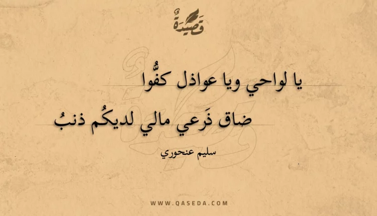 قصيدة يا لواحي ويا عواذل كفوا