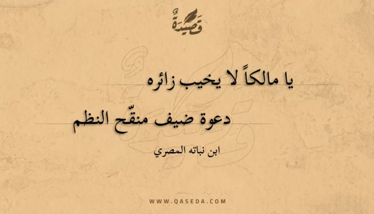 قصيدة يا مالكا لا يخيب زائره