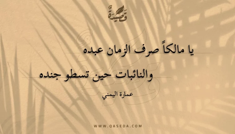 قصيدة يا مالكاً صرف الزمان عبده