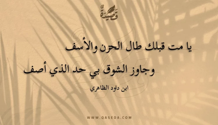 قصيدة يا مت قبلك طال الحزن والأسف