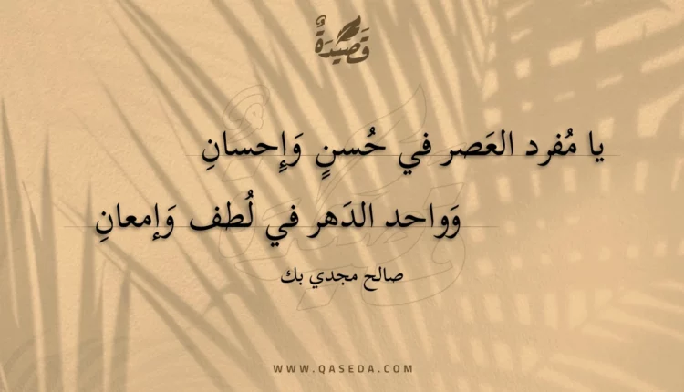 قصيدة يا مفرد العصر في حسن وإحسان