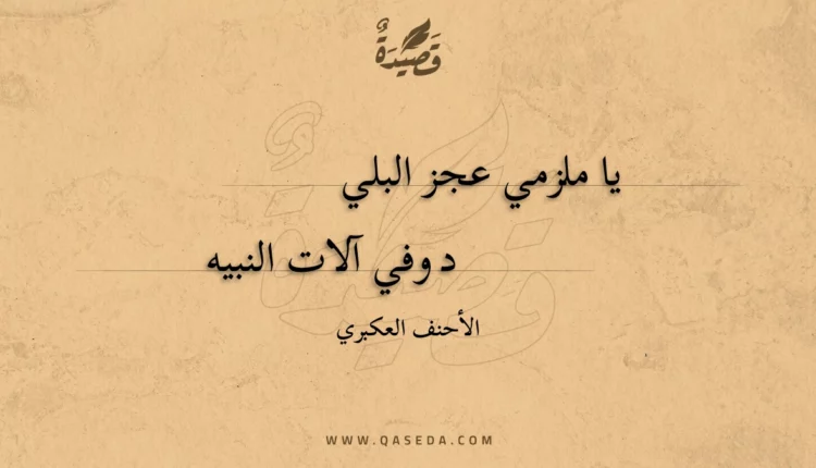 قصيدة يا ملزمي عجز البلي