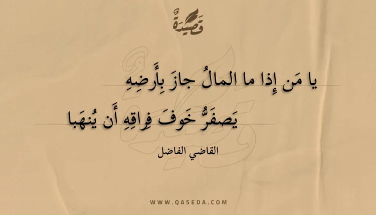 قصيدة يا من إذا ما المال جاز بأرضه
