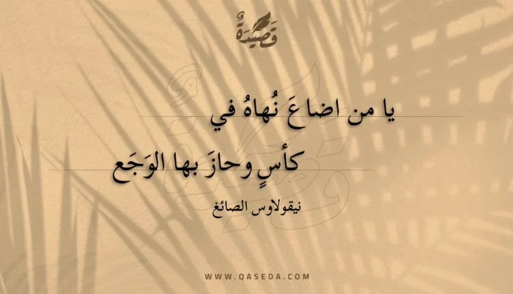 قصيدة يا من اضاع نهاه في