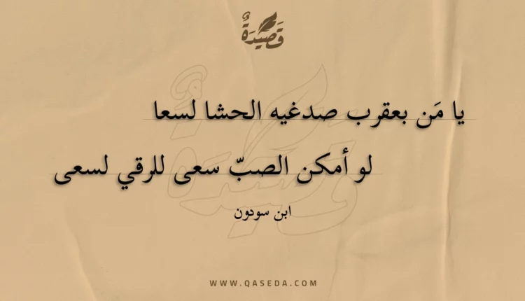 قصيدة يا من بعقرب صدغيه الحشا لسعا