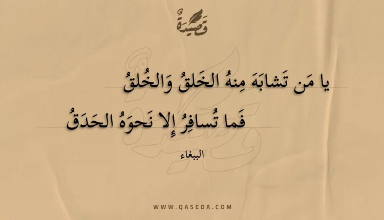 قصيدة يا من تشابه منه الخلق والخلق
