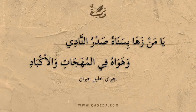 قصيدة يا من زها بسناه صدر النادي