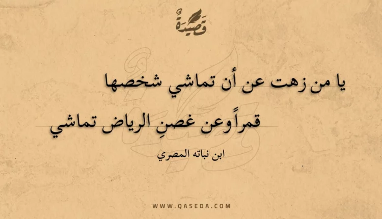 قصيدة يا من زهت عن أن تماشي شخصها