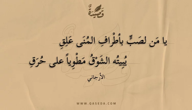 قصيدة يا من لصب بأطراف المنى علق