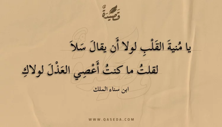 قصيدة يا منية القلب لولا أن يقال سلا