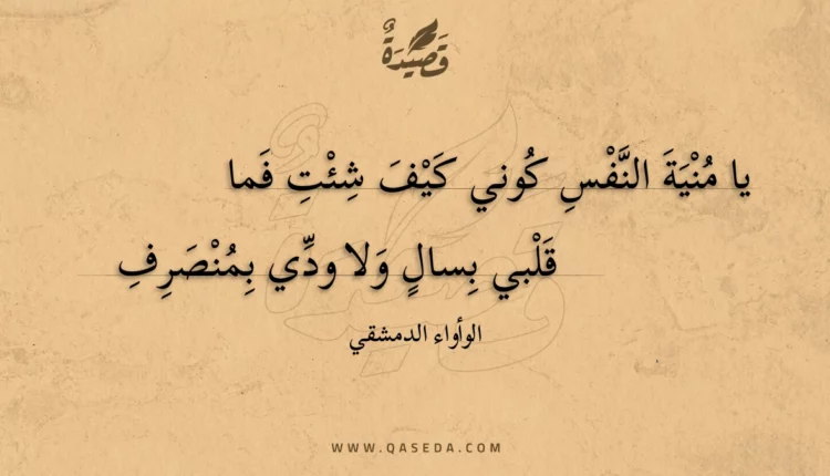 قصيدة يا منية النفس كوني كيف شئت فما