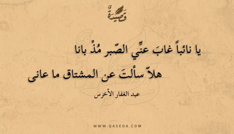 قصيدة يا نائبا غاب عني الصبر مذ بانا
