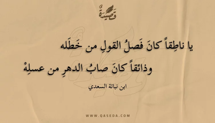قصيدة يا ناطقا كان فصل القول من خطله