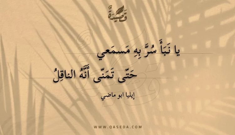 قصيدة يا نبأ سر به مسمعي