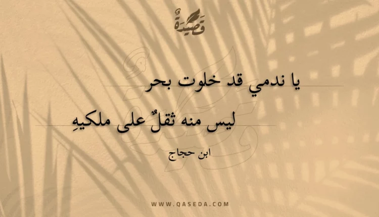 قصيدة يا ندمي قد خلوت بحر