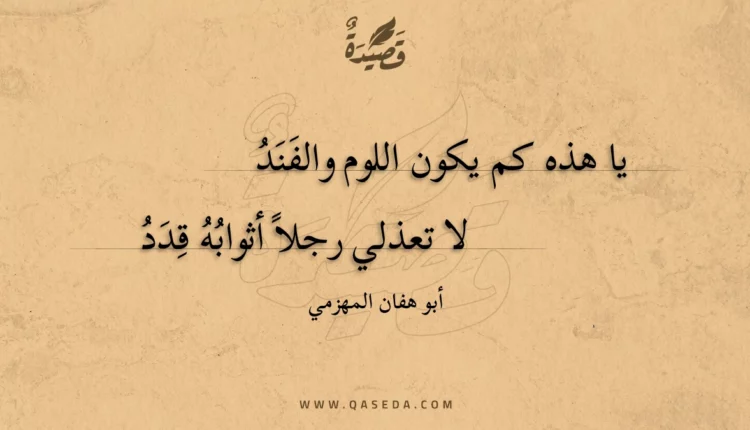 قصيدة يا هذه كم يكون اللوم والفند
