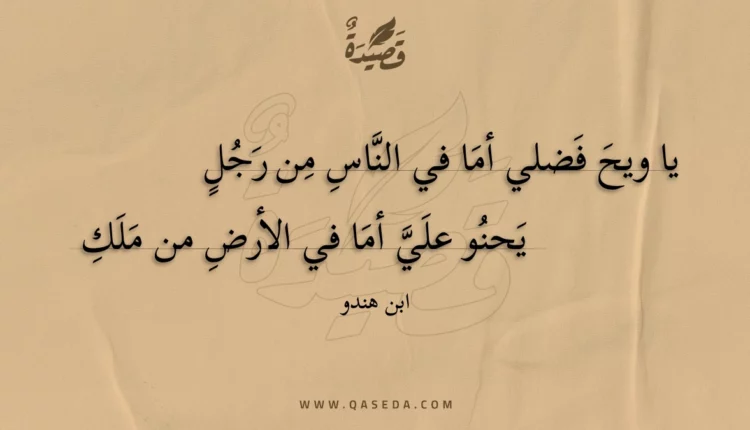 قصيدة يا ويح فضلي أما في الناس من رجل
