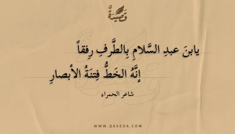 قصيدة يابن عبد السلام بالطرف رفقا
